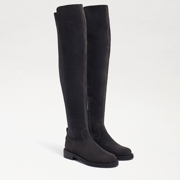 Sam Edelman Narisa Moonlight Grey Suede Rounded Toe Over The Knee Boots - Picture 1 of 10